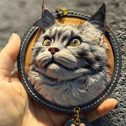 Leather carved pet commemorative plaque